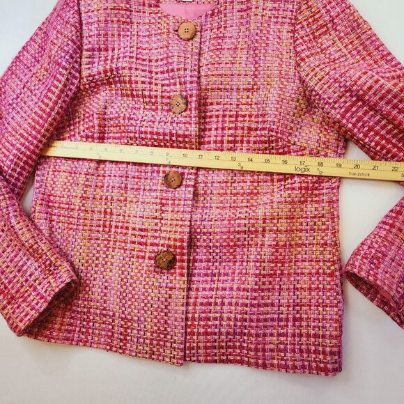 BFA Classics Blazer Jacket Women 8 Pink Easter Sping Vintage Granny Woven - Picture 3 of 9
